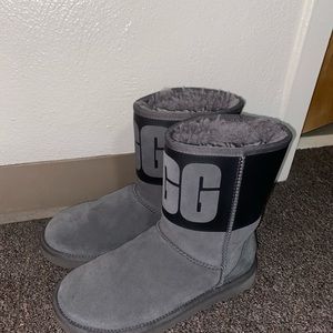 COPY - Grey and Black Rubber UGG Logo Boots